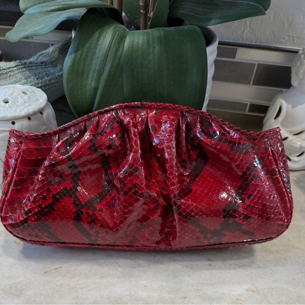 Malini Murjani Elegant Red Snakeskin Clutch